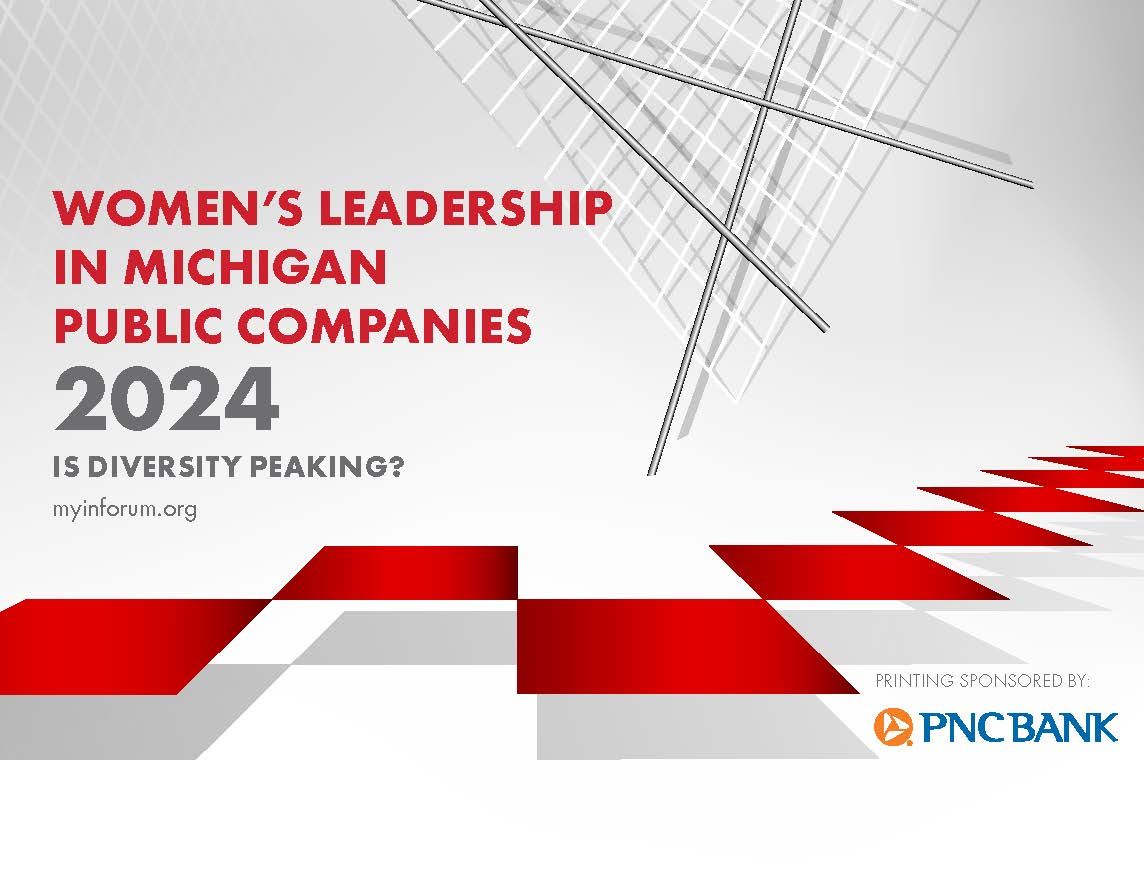 A poster for women 's leadership in michigan public companies 2024