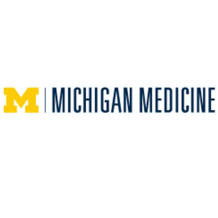 The logo for michigan medicine is yellow and blue.