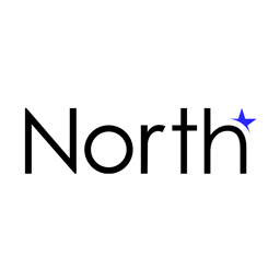 The north logo is black and blue with a blue star in the middle.