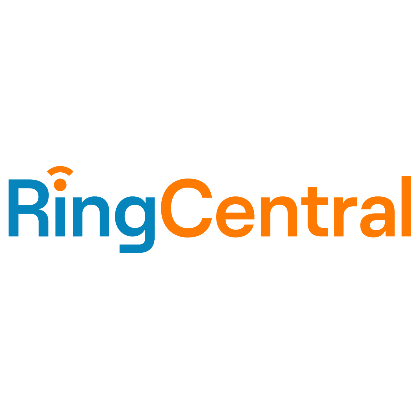 A blue and orange logo for ringcentral on a white background