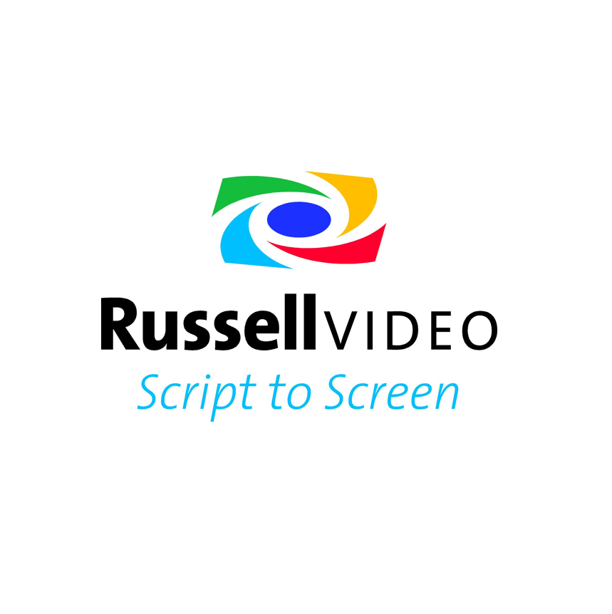 Russell video script to screen logo on a white background