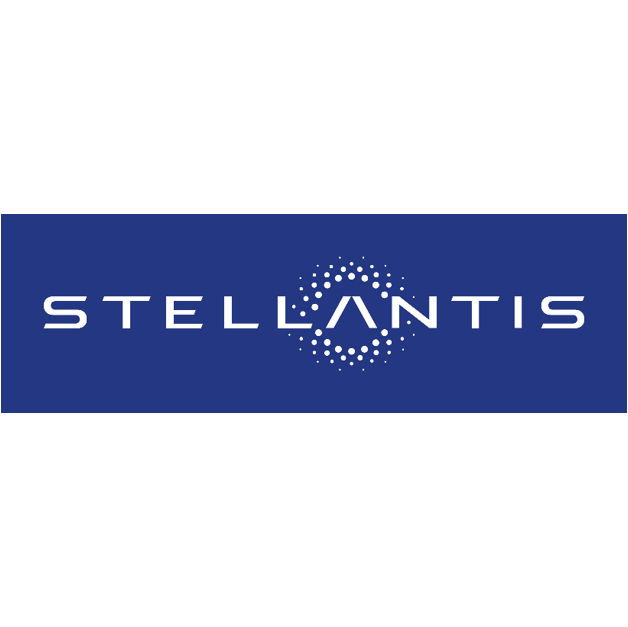 The stellantis logo is on a blue background.