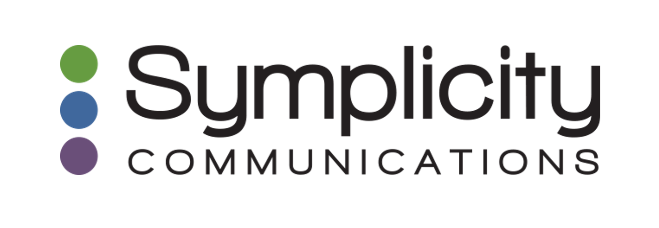 A logo for simplicity communications with a white background.