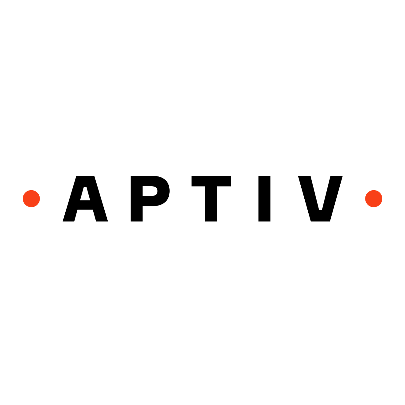The logo for aptiv is black and red on a white background.