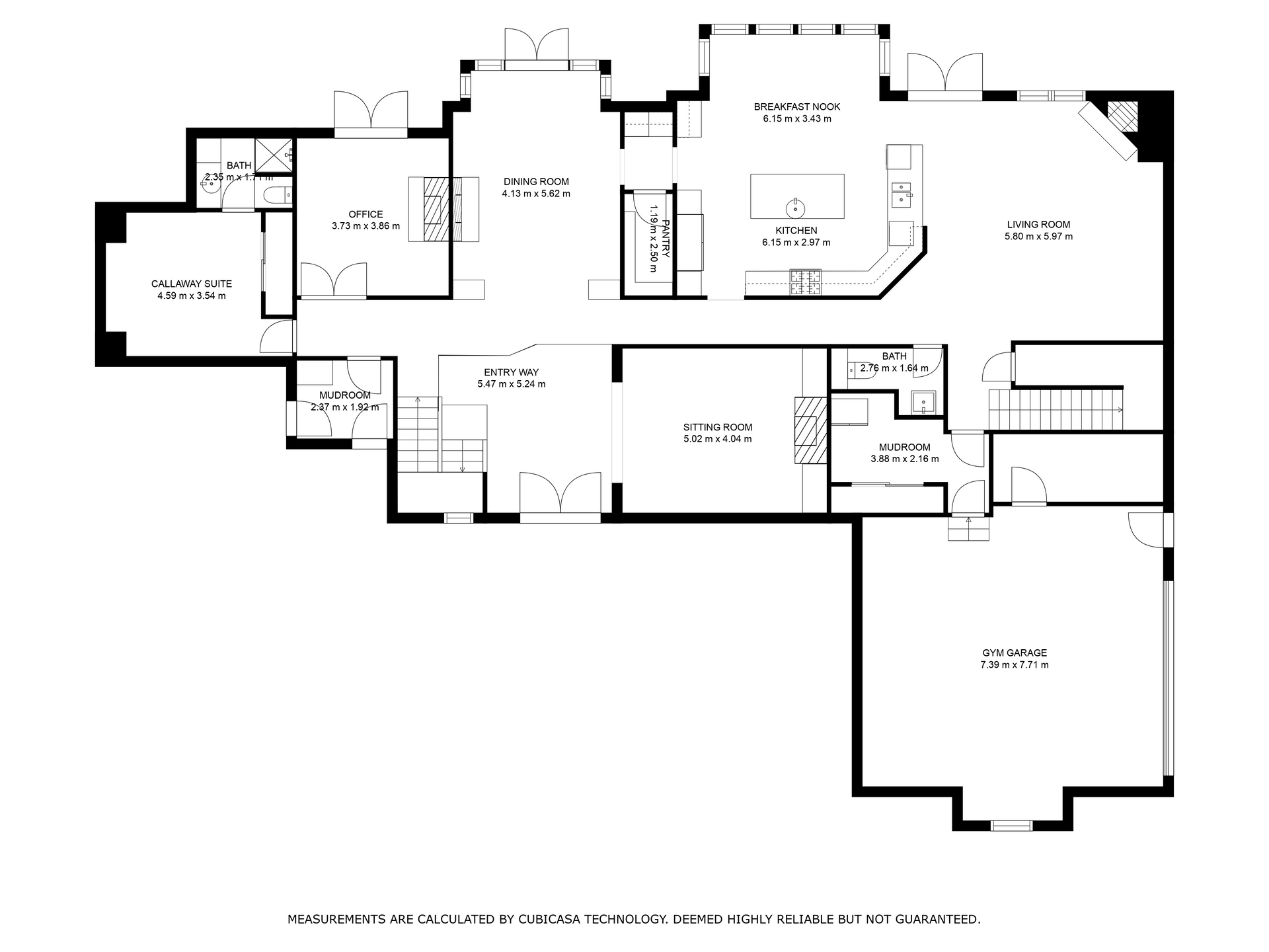 A black and white floor plan of a house.