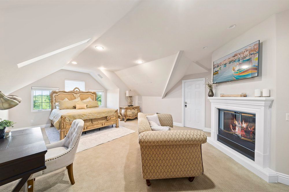 bedroom with fireplace