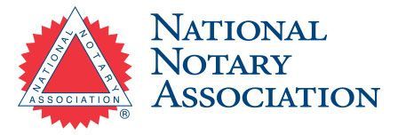 A logo for the national notary association with a red triangle