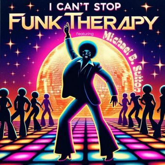 A poster for funk therapy featuring michael b. spitton