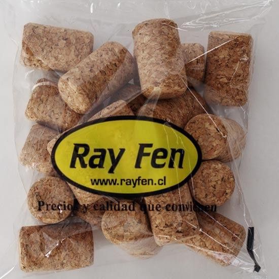Bolsa de corchos Ray Fen con etiqueta amarilla.