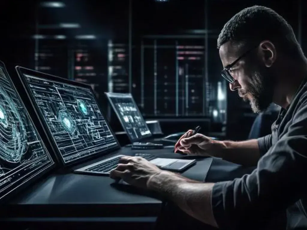 A digital abstract wave form in black and white.