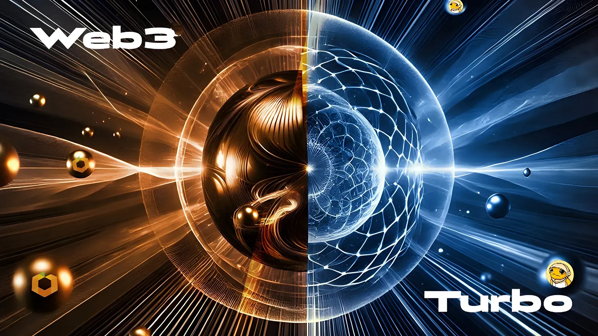 Split image showing dynamic collaboration between Web3 and Turbo, symbolizing innovation and methodology development.
