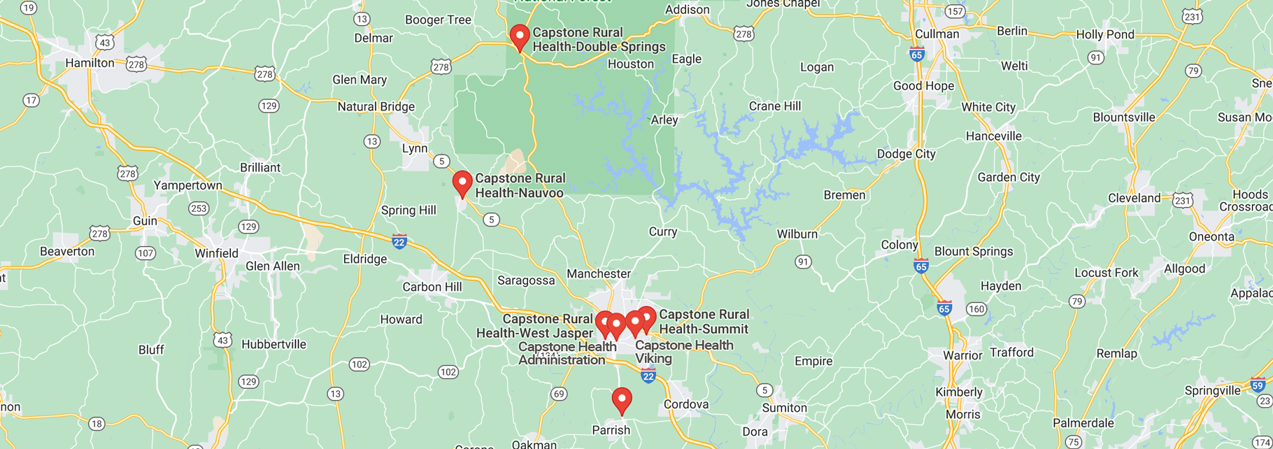 Google map screen shot of Capstone Health Locations