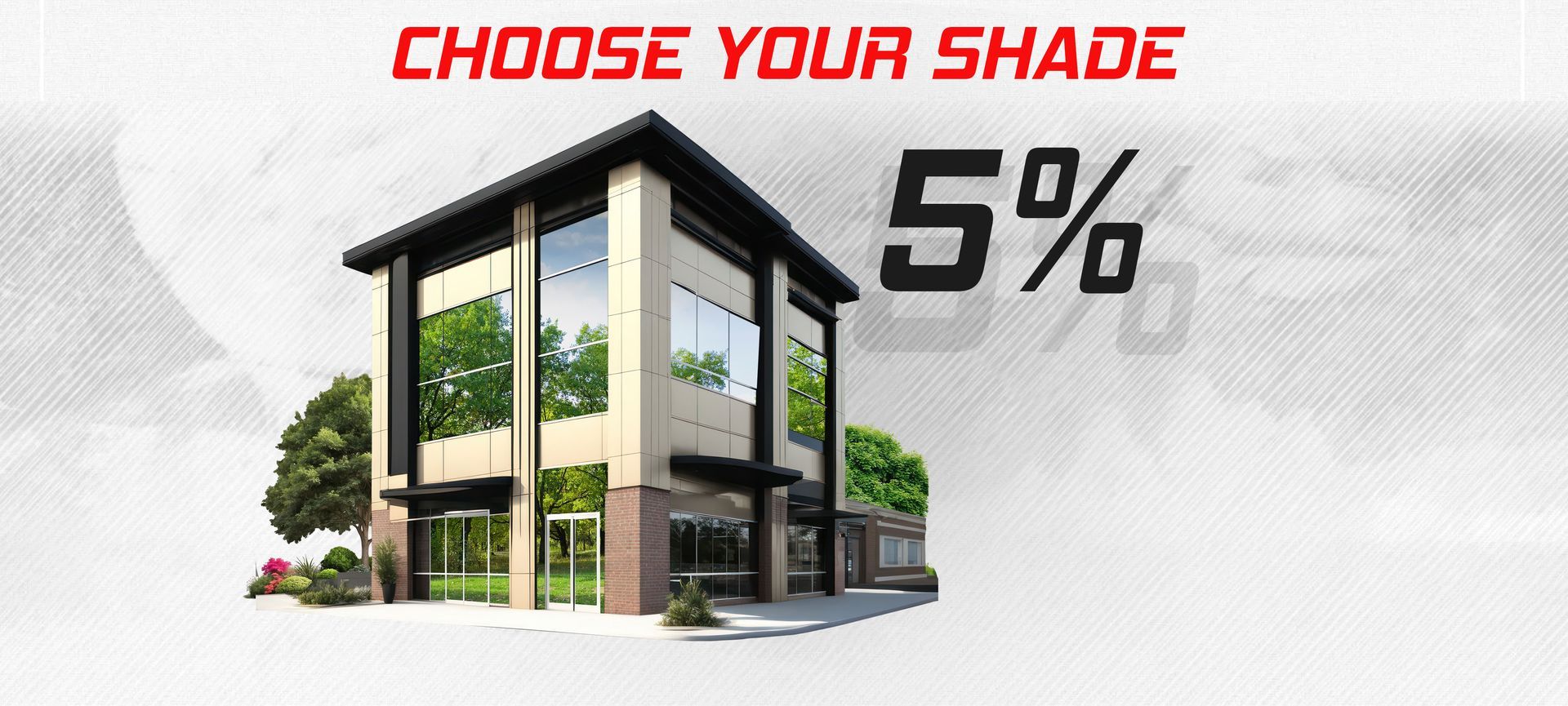 A house with a sign that says choose your shade 5 %