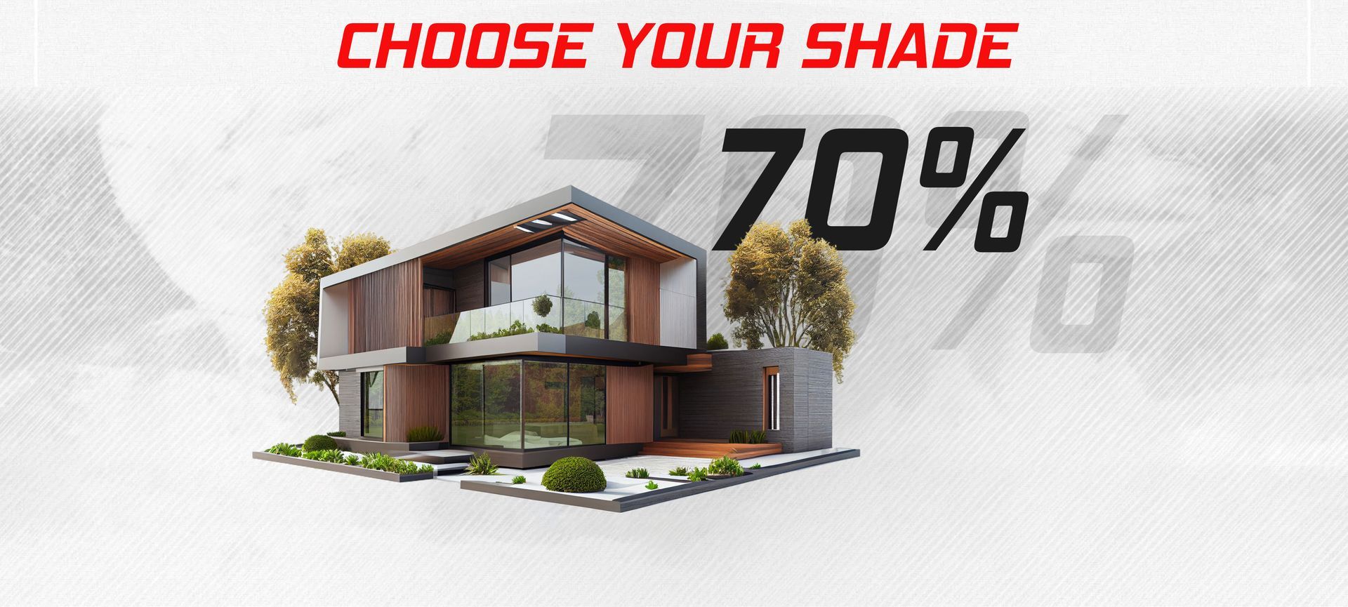 A picture of a house with the words `` choose your shade '' above it.