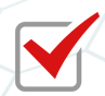 A red check mark in a square on a white background.