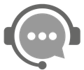 A headset with a speech bubble inside of it.