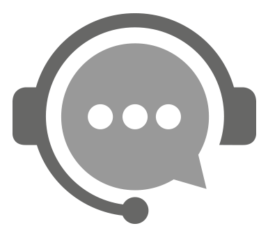 A headset with a speech bubble inside of it.