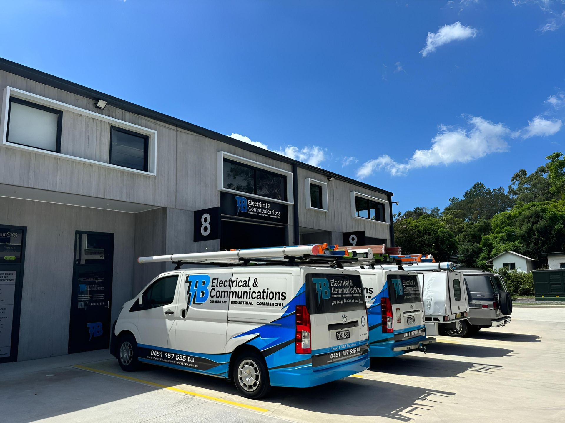 A Roll Of Work Vans Ready For Emergency Services — TB Electrical & Communications in Kincumber, NSW