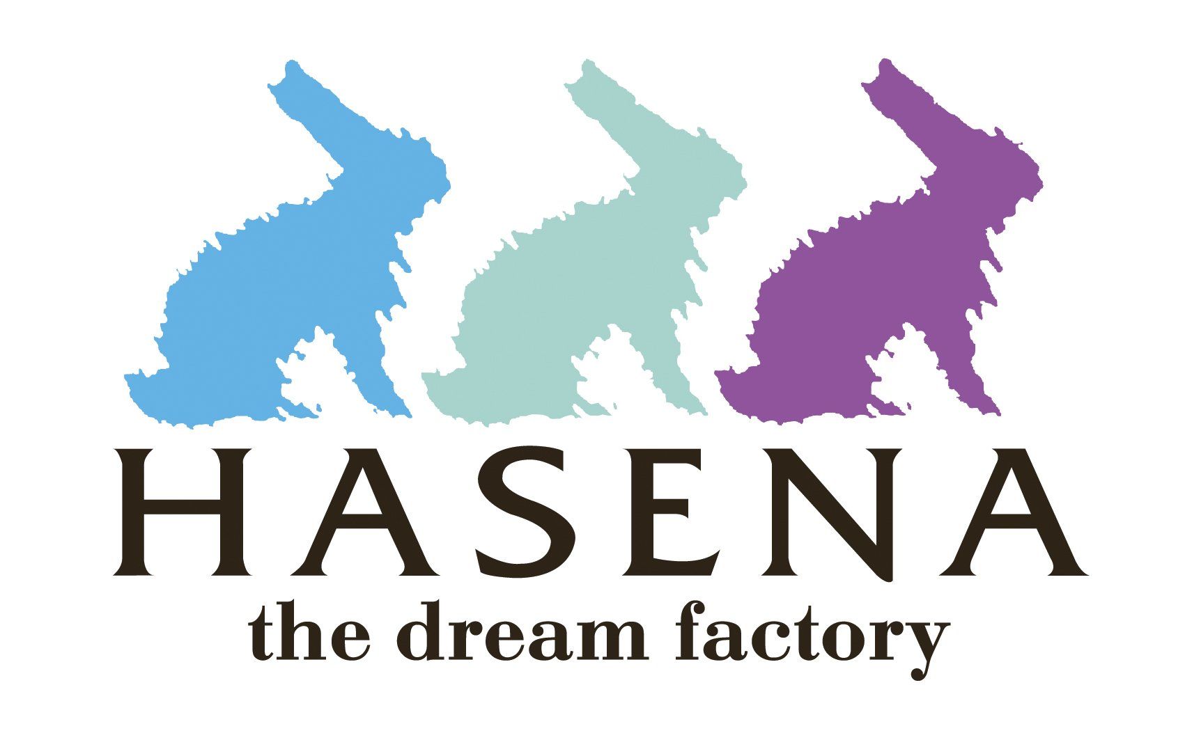 Hasena Logo drei bunte Hasen