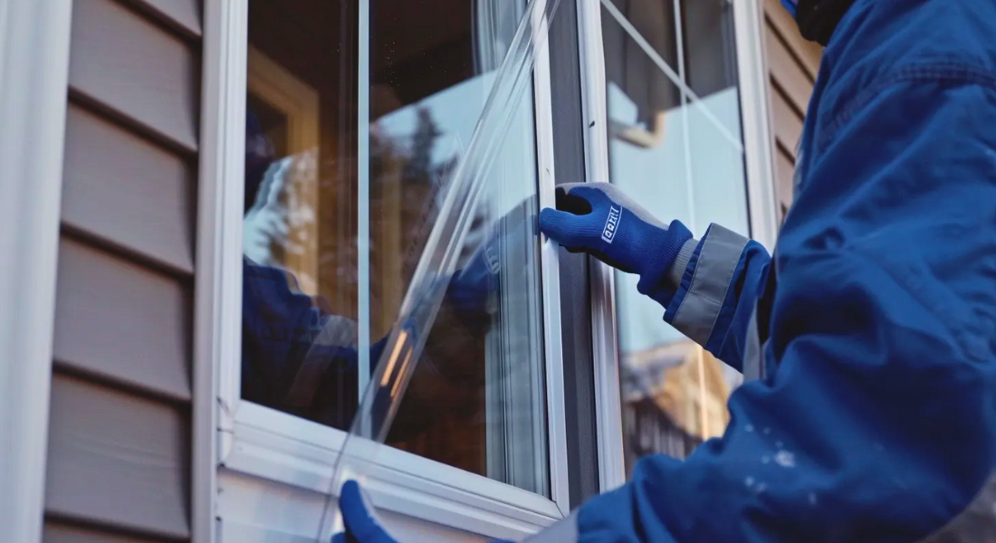 Labor is attaching the glass on the window. 