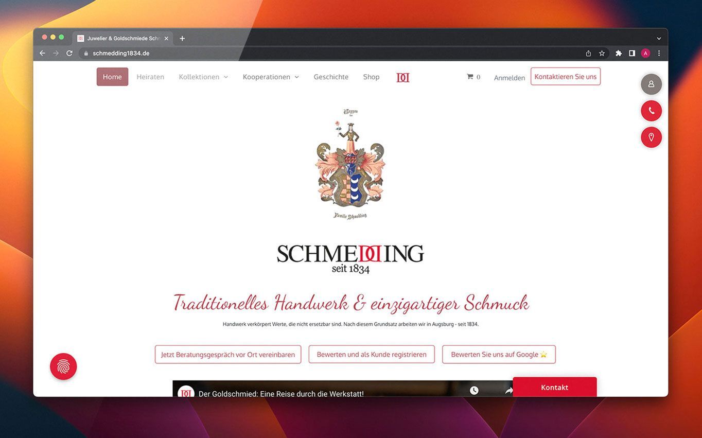 A computer screen is open to a website with a coat of arms on it.