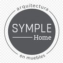 Logotipo para Symple Home, texto blanco sobre un círculo gris: 