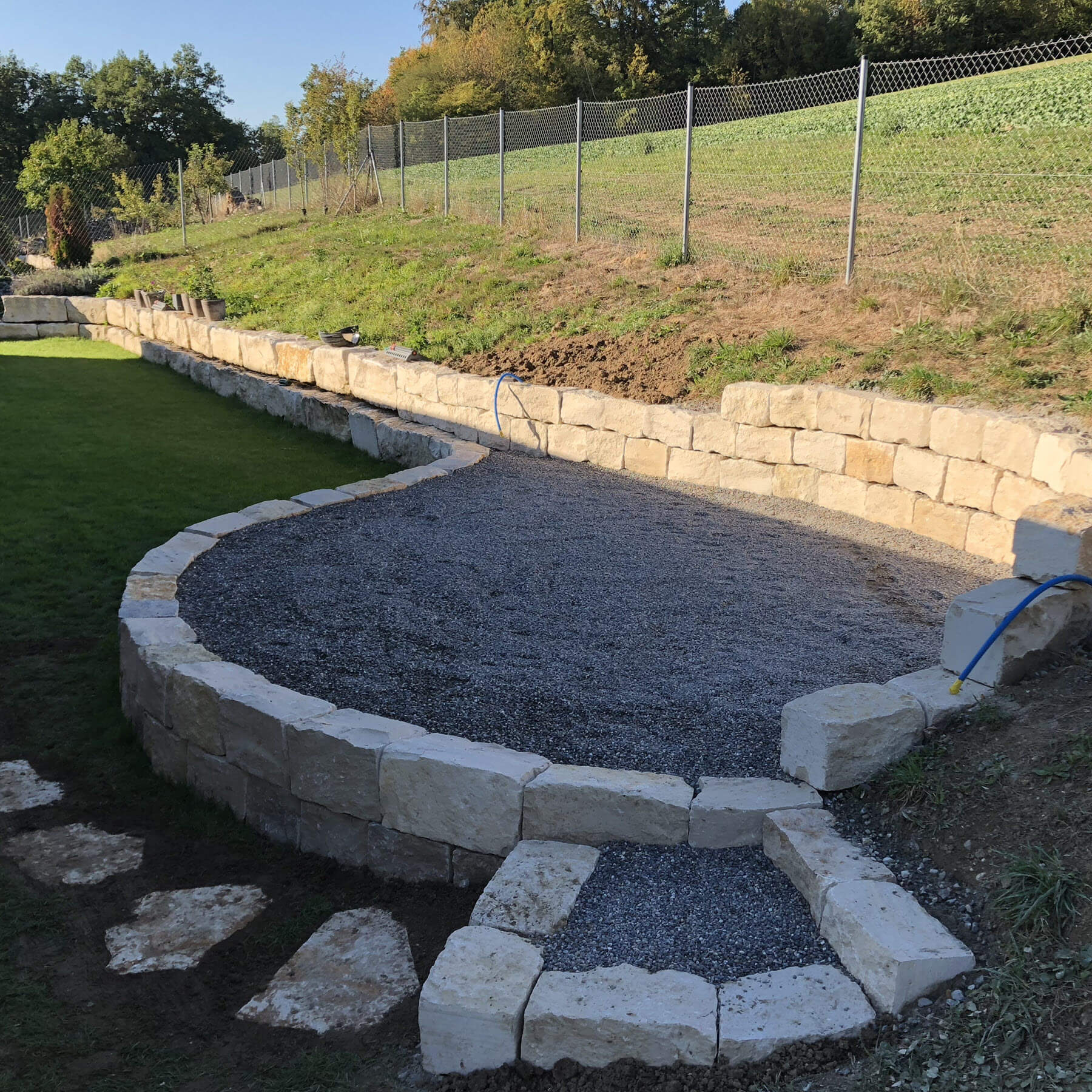 Gartenbau und Gartengestaltung Stützmauer Sitzplatz