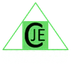 Green triangle around a green square containing the letters CJE in black.
