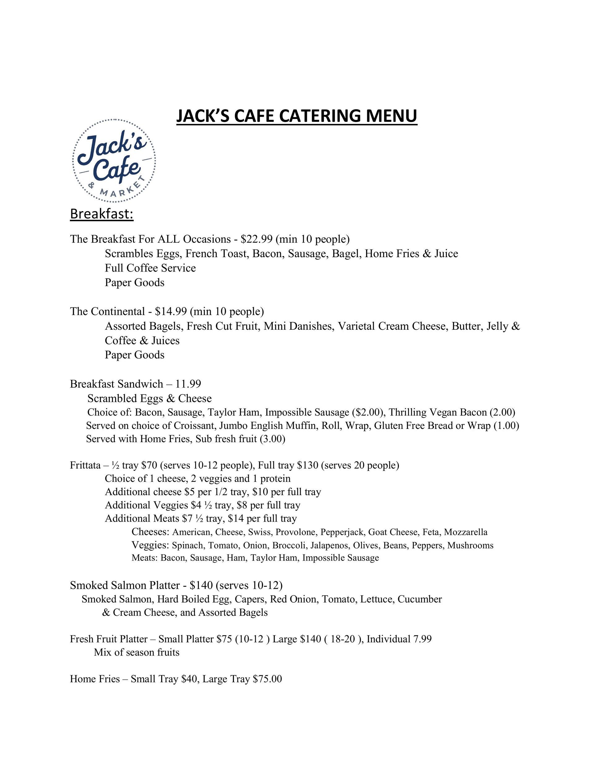 Catering Menu