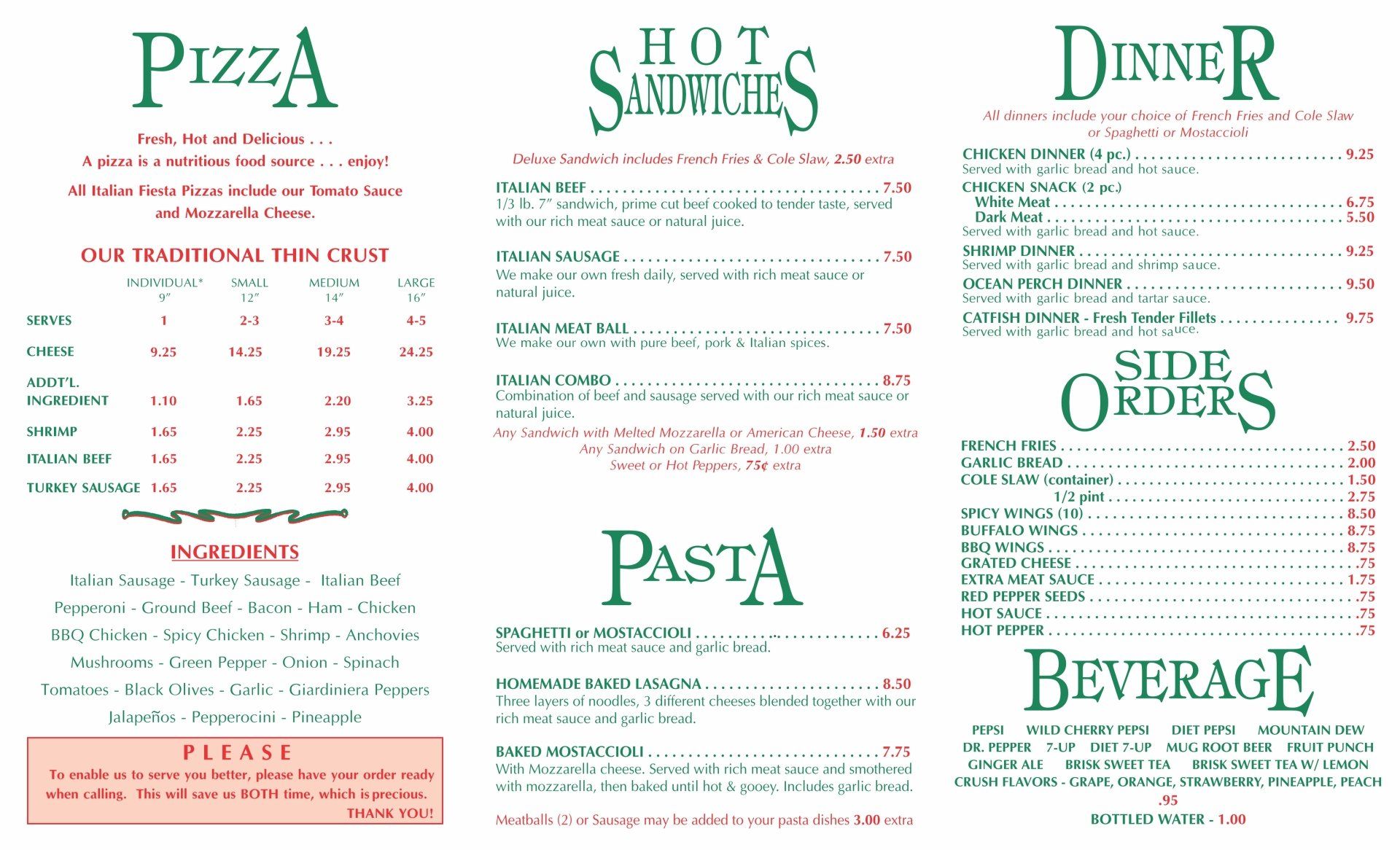 47th Street Pizza Chicago, IL Italian Fiesta Pizzeria