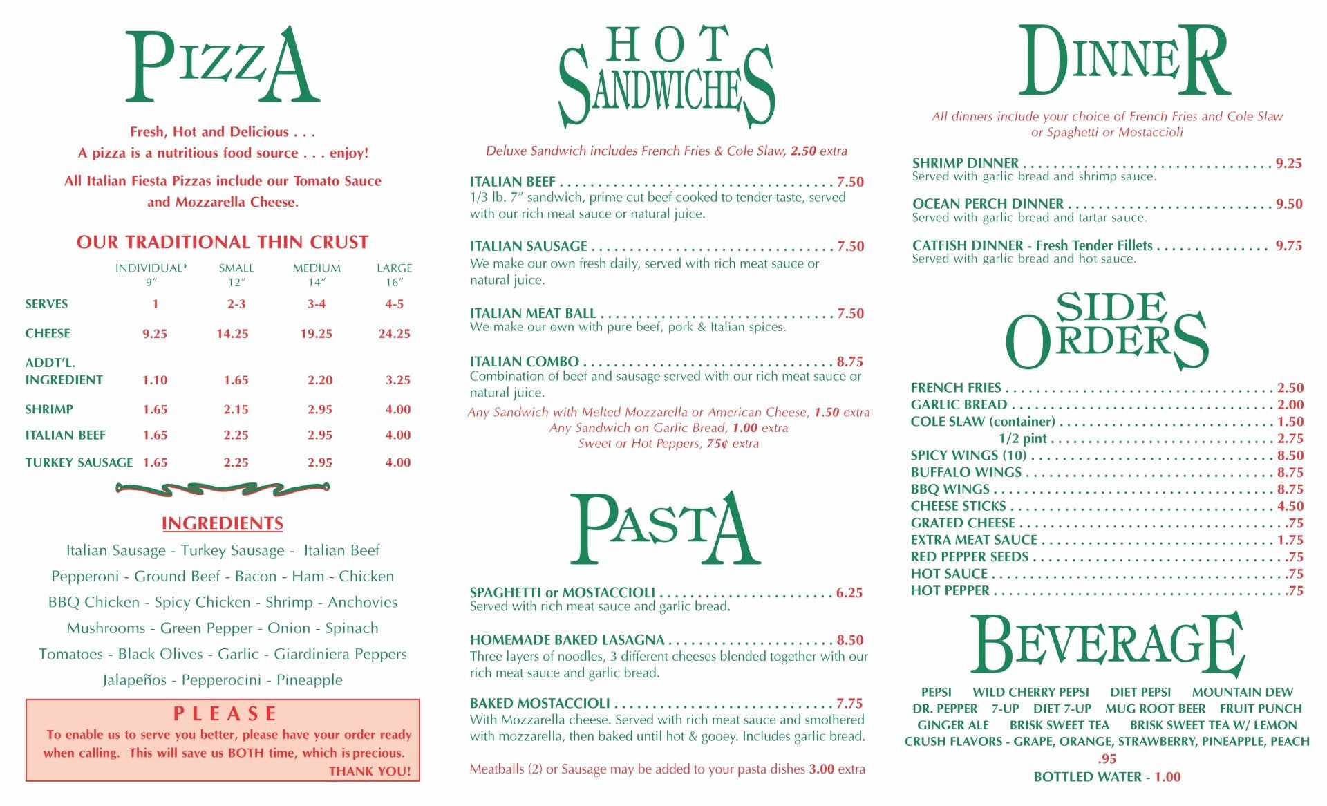 Dolton Area Food Menu — Chicago, IL — 