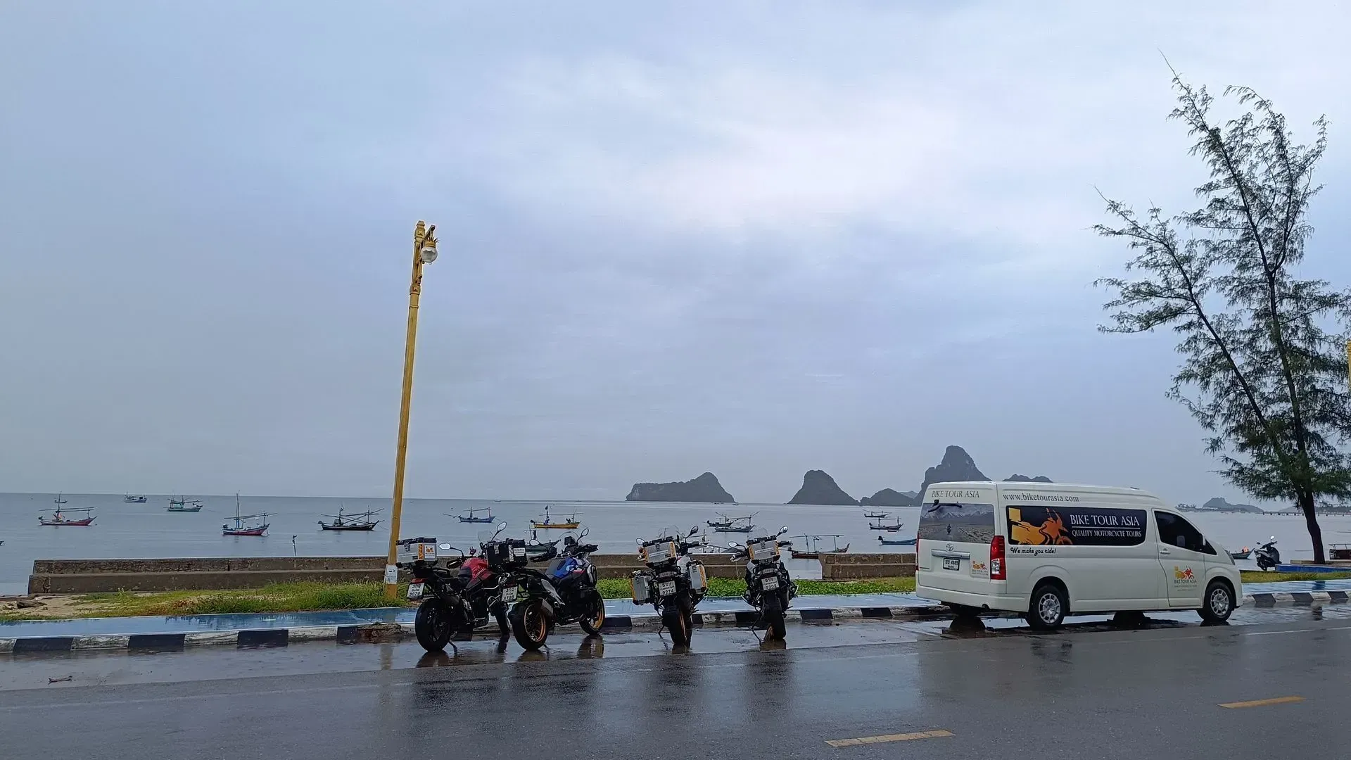 Bike+tour+asia+big+bikes+and+van+near+the+sea-RIDE+TO+THE+ANDAMAN+-+FROM+CHIANG+MAI+TO+PHUKET