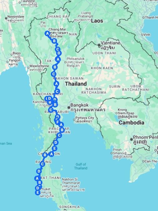CNX to Phuket Map