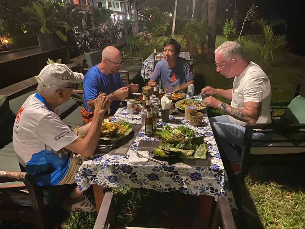 Bike tour asia guests have dinner in thailand