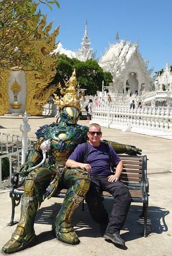 man at while temple