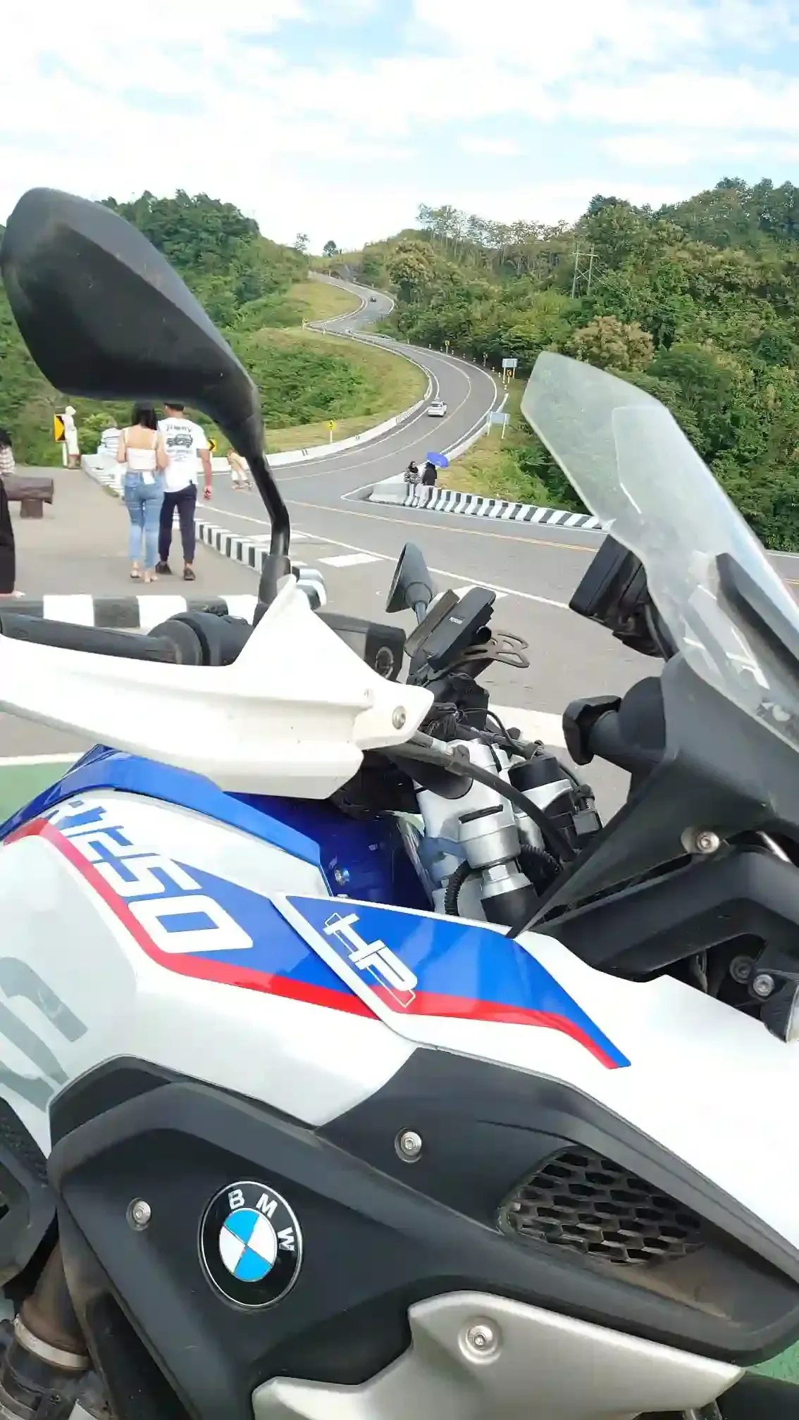 BMW R1250GS motorcycle parked overlooking Nan Curves viewpoint in northern Thailand