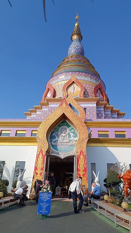 Colorful Buddhist temple in Northern Thailand visited during a guided motorcycle tour
