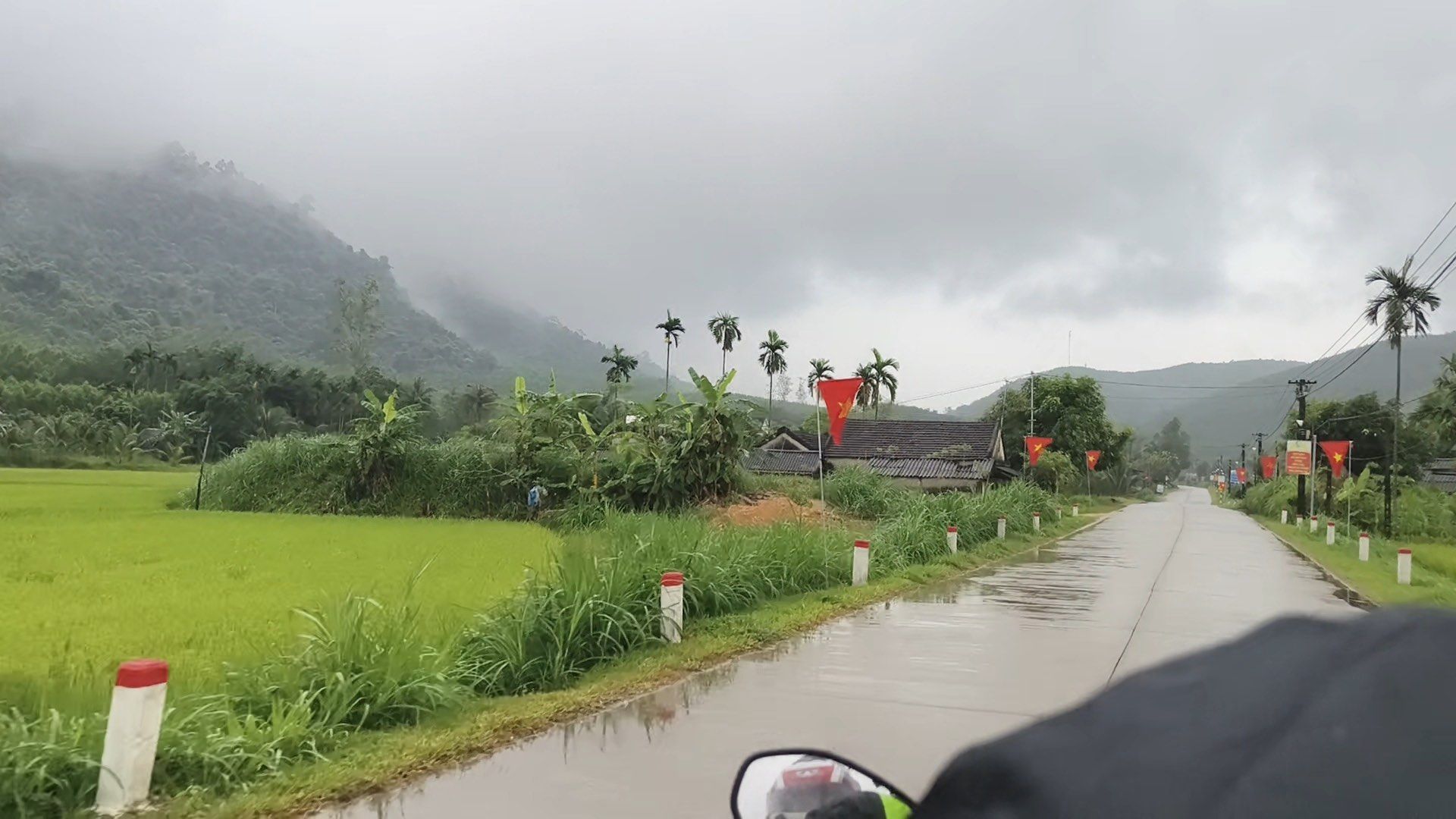 Peaceful ride through misty countryside en route to Pleiku, Vietnam