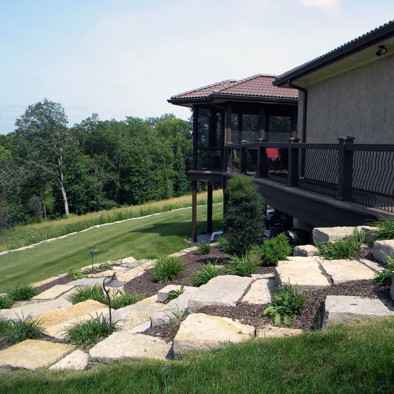 Patio Steps Leading to a Beautiful Custom Home By Design Built Homes.