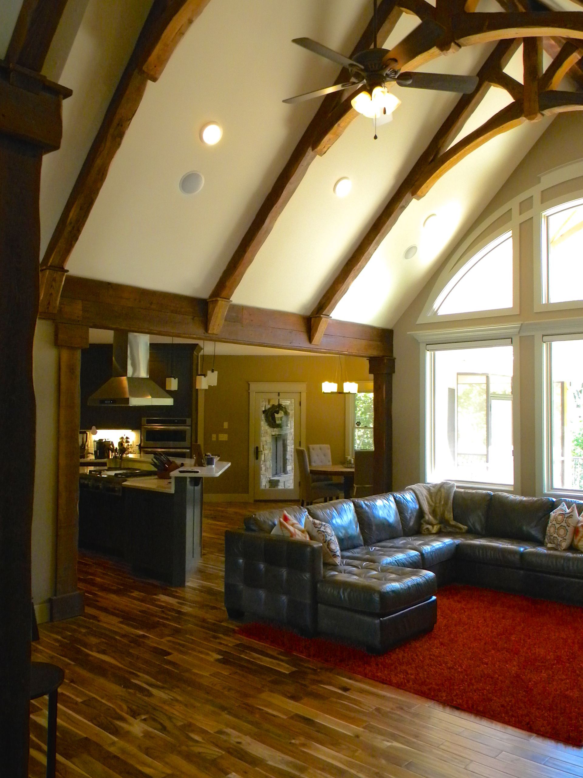 A View of Living Room & Kitchen to a Central Missouri Home By Design Built Homes. 