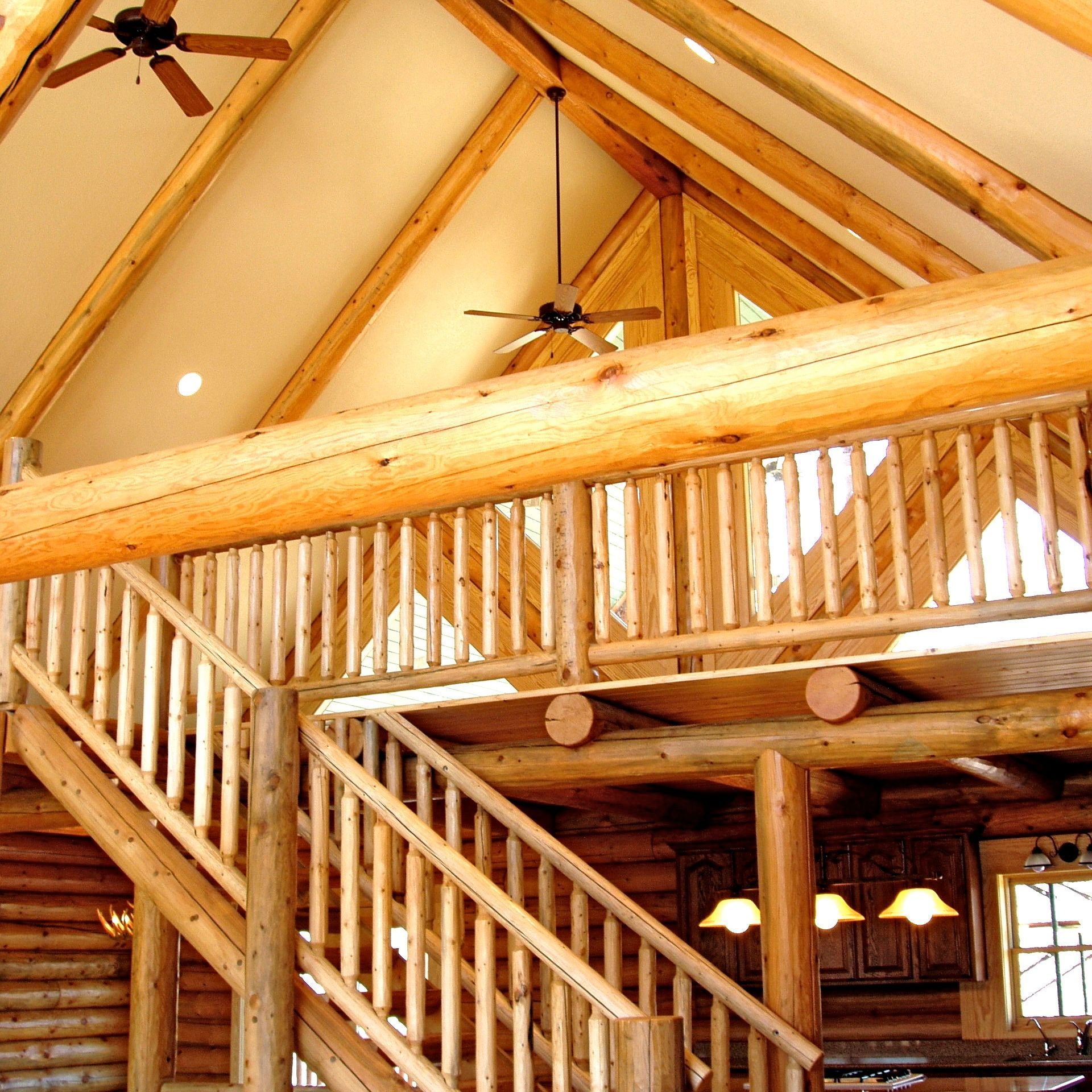 Design Built Homes Can Build the Perfect Log Stairway to Go With Your Log Home in Mid-MO.