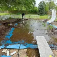 inground pool being cleaned and services
