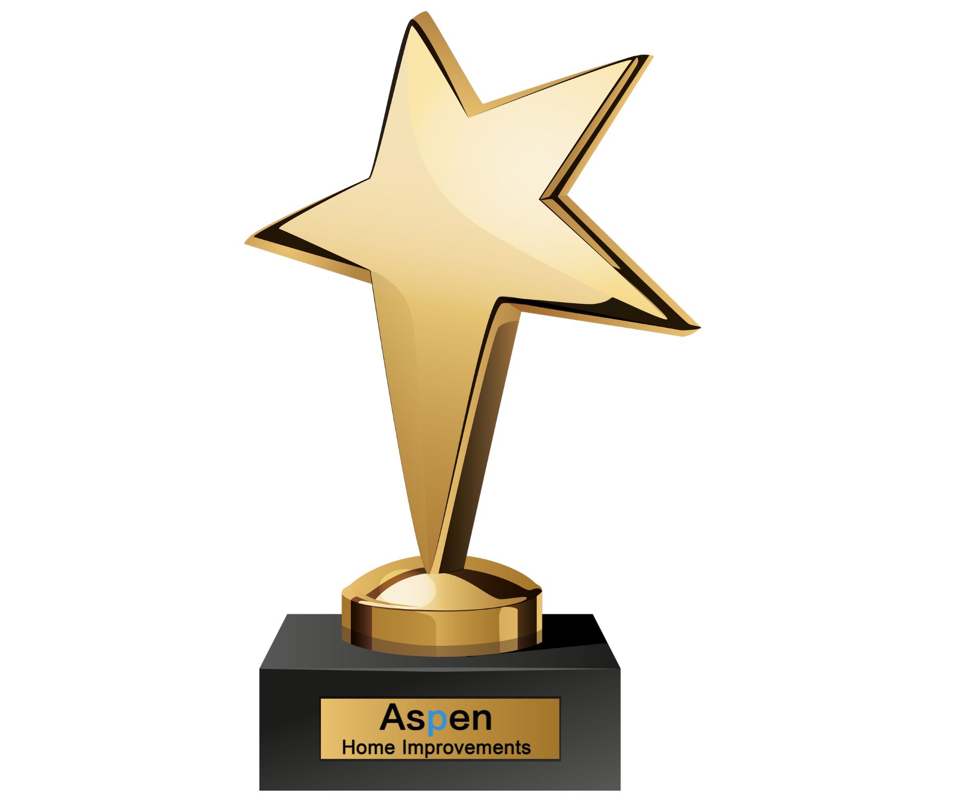 Golden star trophy on a black base with