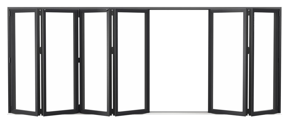 A picture of a folding glass door on a white background.