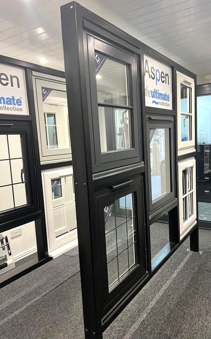 Aspen Home Improvements winows and doors at our showroom.
