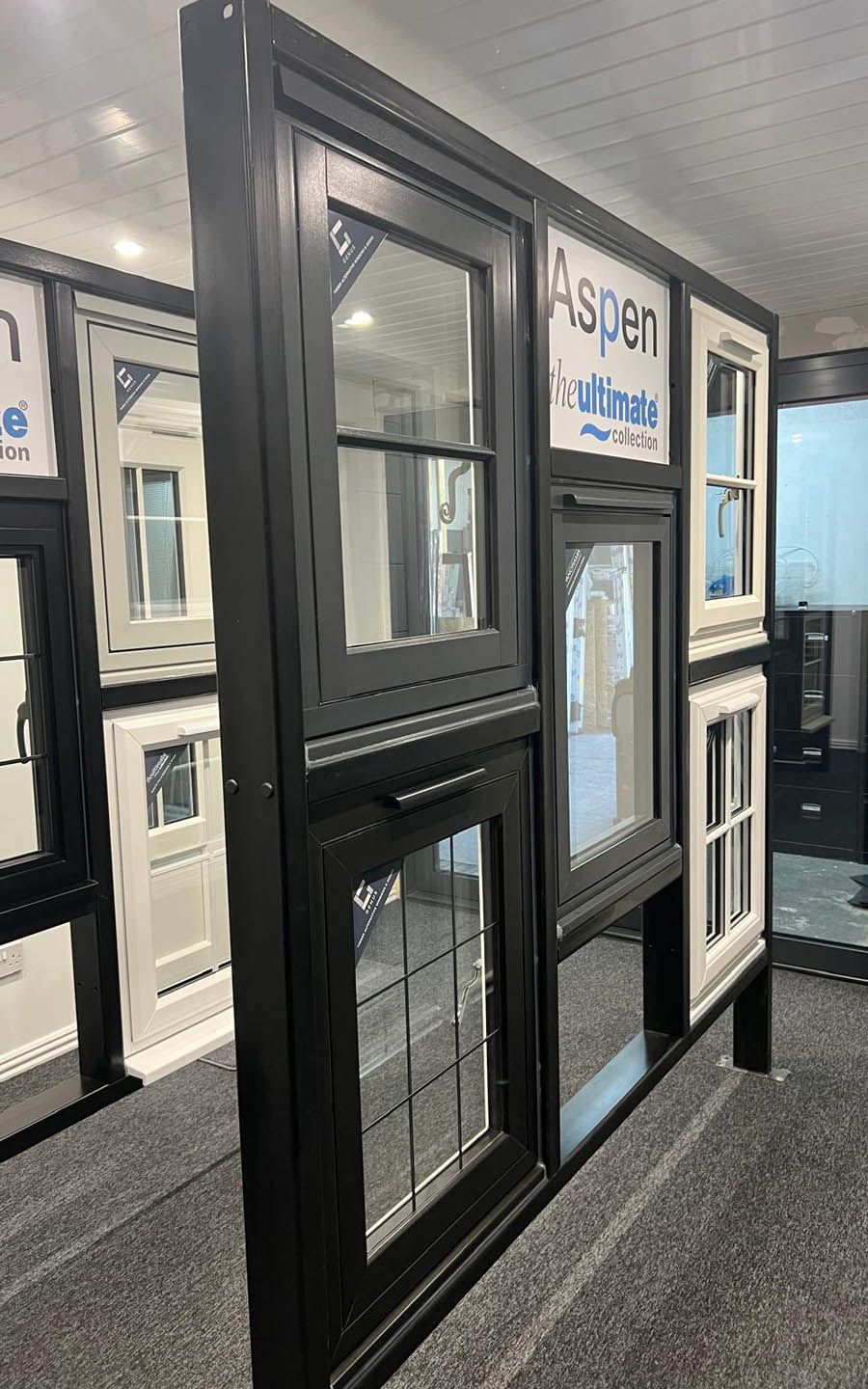 Aspen Home Improvements winows and doors at our showroom.