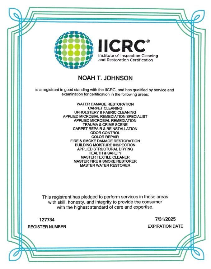 IICRC certification for Noah T. Johnson