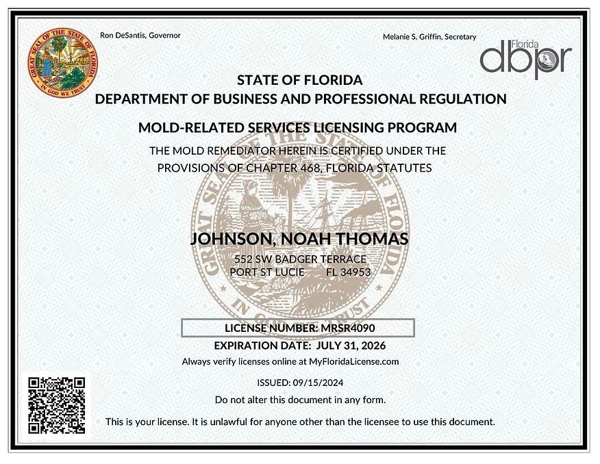 Florida Mold Remediation license