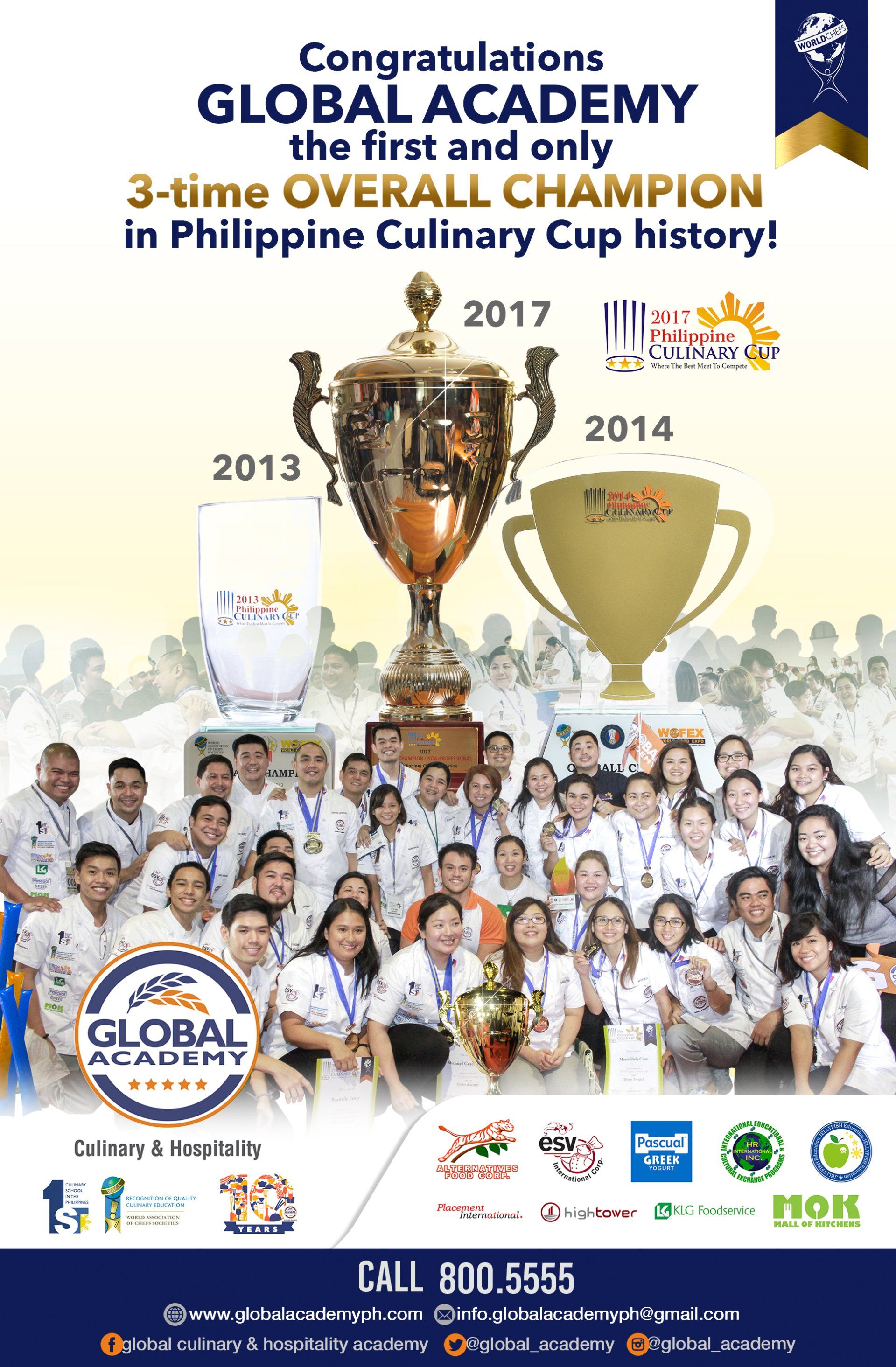 Global Academy '3-time Overall Champion' in Philippine Culinary Cup history!