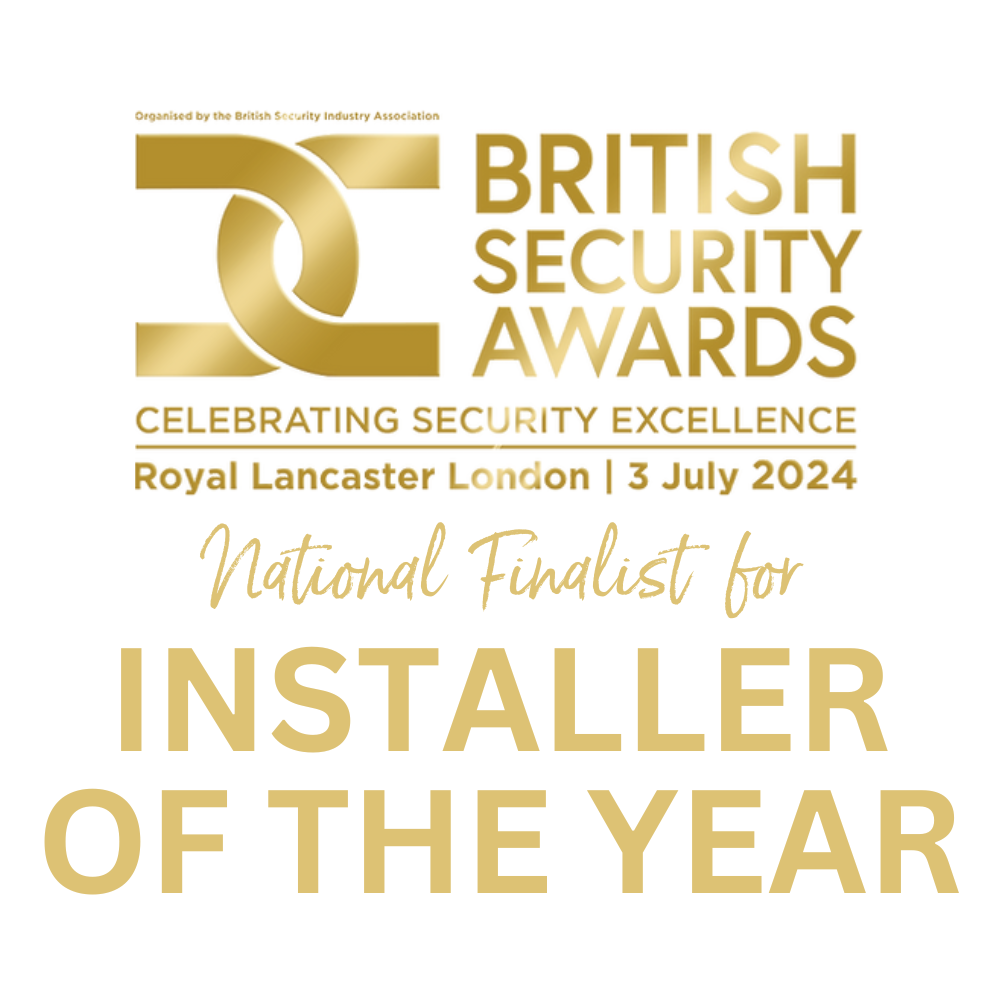 British Security Awards graphic: National Finalist for Installer of the Year, Royal Lancaster London, 3 July 2024.